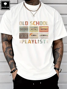 PAYEAH Cassette Tape Music 80s Retro Old School Playlist 100% Heavy Cotton Tshirt - 白色 - 查看 1