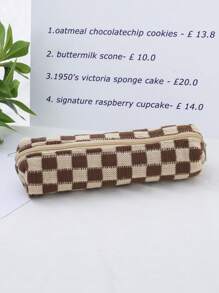 1/3 túi đựng mỹ phẩm đan kẻ caro, túi đựng mỹ phẩm du lịch xách tay, túi đựng bút chì đan kẻ caro, túi đựng mỹ phẩm dung tích lớn, hộp đựng bút chì cho học sinh, túi đựng mỹ phẩm xách tay, túi đựng đồ đan, túi đựng đồ đan kẻ caro mùa thu và mùa đông, bộ 3 túi đựng đồ trang điểm đa năng cho nữ, túi đựng đồ trang điểm, hộp đựng đồ trang điểm, hộp đựng đồ trang điểm - Màu Khaki - Xem 4