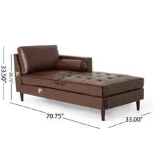 Modern Minimalist 70.75 "L-Shaped Segmented Sofa, Comfortable Soft Cushion Sofa Combination In Living Room And Bedroom, With Lounge Chair, Dark Brown - 深棕色+PU+4座 - 查看 3