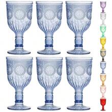 2pcs Reusable Plastic 12oz Colored Wine Glasses With Unique Floral Embossed Pattern, Crack-Resistant, Suitable For Weddings, Parties, Bars, And Water Drinking