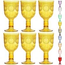 2pcs Reusable Plastic 12oz Colored Wine Glasses With Unique Floral Embossed Pattern, Crack-Resistant, Suitable For Weddings, Parties, Bars, And Water Drinking
