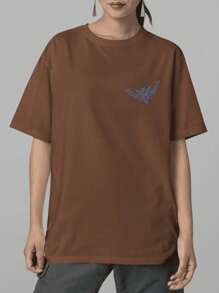 SKULL/BUTTERFLY T-Shirt Women's Fashion 100% Cotton Streetwear NEW RELEASE! - Rỉ Nâu - Xem 1