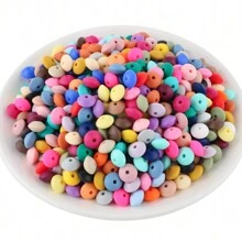 100Pcs/Lote Contas de Lentilha de Silicone 12mm Contas Espaçadoras Soltas Para DIY Caneta Pulseira Jóias Chaveiro Fazendo Decoração Acessório Etc