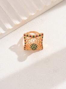 1 件几何镂空独特设计高端优雅女士开口戒指，适合派对、聚会和日常佩戴 - 多色 - 查看 6