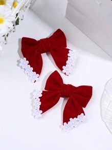 2 chiếc nơ cài tóc trang trí cho bé gái bằng nhung kẹp tóc hoa thanh lịch phụ kiện kẹp tóc cho thanh thiếu niên trẻ em - Nhiều màu - Xem 3