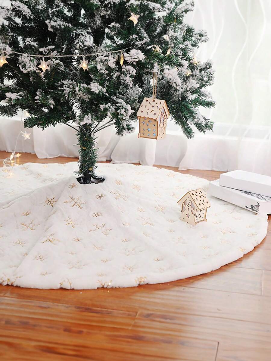 1件装，色彩鲜艳的圣诞树裙装饰 - 节日主题树裙，非常适合家居、酒店和商场展示，易于安装，是生日、家居装饰、圣诞节装饰、房间装饰和冬季装饰的最佳礼物。 - 白色 - 查看 1