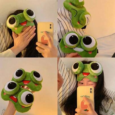 青蛙卡通眼罩，适合睡眠，可爱轻便的眼罩，缓解疲劳，新奇礼物，鸡块，阳光和甜瓜，搞笑礼物