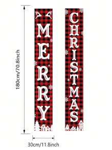 2pcs Merry Christmas Colorful Snowman Santa Claus Decor Door Curtain Holiday Couplet Party Hanging Ornament, Suitable For Festivals, Parties Etc.,Christmas