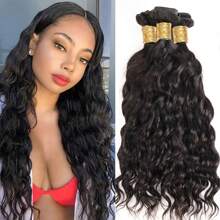 BINF 1Piece Natural Wave Hair Bundles 100% Brazilian Virgin Human Hair Bundles Natural Color Sew In Hair Extensions For Women Thick End 8-30Inch Bundle - Natural Black - View 3