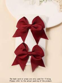 2入組素色髮夾帶領結設計適合女孩