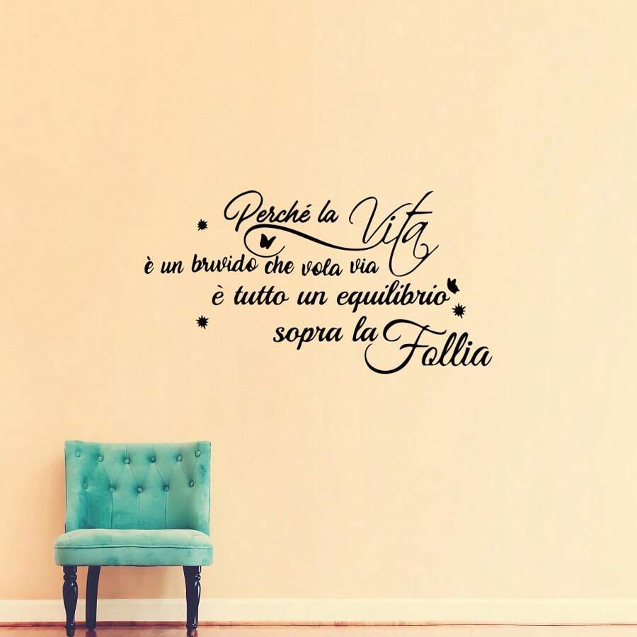 Pegatina de pared con cita inspiradora de cantante italiano, decoración de pared para dormitorio y habitación infantil, con cita de estrella musical italiana, para sala de estar, vinilo