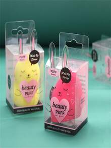 1 Piece Soaked In Water Can Be Changed Into A Large Cute Rabbit Gift Box Packaging Sponge Diagonal Cut Shape Puff Easily On The Foundation Eyeshadow Beauty Egg Make-Up Beauty Tools For Women Make-Up Person Gift Gift Beginner's Tools - Multicolor - View 2