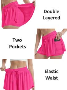 EXARUS 3 Pack Womens Butterfly Shorts Flowy Athletic 2 In 1 Running Workout Tennis Skirt Skorts Gym Preppy - SET-12 - 查看 3
