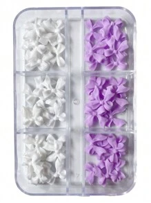 50 件/盒 3D 韩式磨砂丝带蝴蝶结美甲装饰树脂蝴蝶指甲装饰，简约设计 - 彩色 - 查看 6