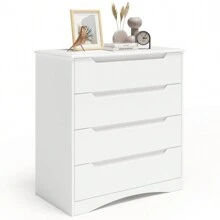 4 Drawer Dresser, White Chest Of Drawers With Large Storage Capacity, Bedroom Dressers And Organizer With Embedded Handles And Sturdy Anti-Tripping Device For Office, Living Room, Hallway, Home Decor, Valentine's Day Ideas - trắng - Xem 11