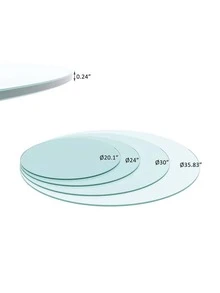 36" Inch Round Tempered Glass Table Top,Clear Glass, 1/4" Inch Thick Flat Polished Edge,Made Of High Quality Tempered Glass,With Wear-Resistant,Heat-Resistant, Corrosion Resistant And Impact Resistant Surface,Long Service Life,Perfect For Office Tables,Lobby Tables,Business Meeting Tables,Dining Tables,Patio Table Or Coffee Tables,Transparent.,YY Choice - 透明的 - 查看 4