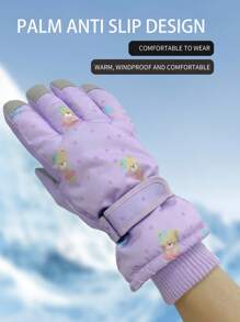 1 件冬季滑雪户外骑行防水防风保暖加厚保暖内衬防滑触屏摩托车手套女士，涤纶材质 - 彩色 - 查看 5