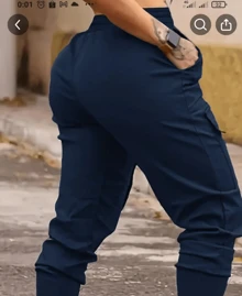Women's Bengaline Cargo Jogger Pants With Pocket - màu đen - Xem 2