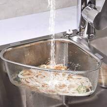 New Stainless Steel Drain Basket Kitchen Sink Strainer Rack, Waste Filter Net, Triangle Shaped Storage Shelf - Multicolor - View 3