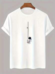 Women's T-Shirt With Astronaut Print, Basic Casual Round Neck T-Shirt New Arrival - trắng - Xem 1