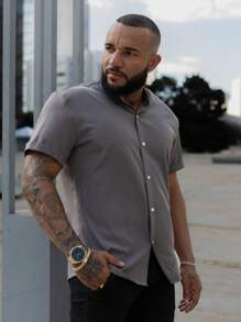 Men's Shirt With Priest Collar - 灰色 - 查看 3