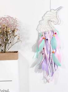 1pc Unicorn Dreamcatcher With Feathers, Wall Hanging Decor For Room, Bedroom, Nursery, Home Decoration, Birthday, Graduation Gift - Multicolor - View 14