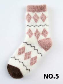 5 pares de calcetines de cachemir suaves y gruesos con forro térmico, con diseño floral de colores para mujer
