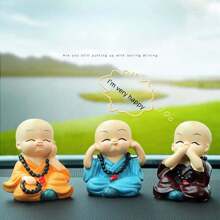 5pcs Cartoon Mini Buddha Bead New Four Unwise Monk Figurines Decor, Silicone Non-Slip Pads, Resin Statuettes, Cute Car Interior Decorations, For Bookshelf, Living Room, Office, Cabinet, Desk, Foyer, Room, Home Decor Best Gifts Birthday Graduation