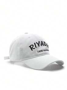 1pc Women's Baseball Caps Saudi Arabia Riyadh Embroidery Washed Fabric Breathable Soft Vintage Simple And Fashion Women's Accessories Sunscreen Hat Kpop