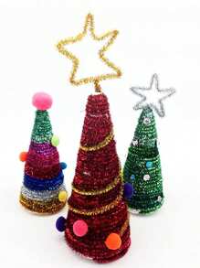 50/100 件 11.81 英寸圣诞闪光雪尼尔茎管道清洁器毛绒金属丝茎有线棒圣诞节 DIY 工艺用品 - 彩色 - 查看 5