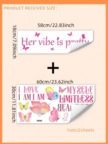 1pc Slogan Graphic Wall Sticker,Stickers,Wall Decal, Vinyl Decal For Home Decorations,Spring Decoration Items Refresh Your Home,Rama Decoration Stickers Gifts Birthday Graduation - Pink - View 15