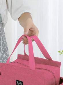 Customized Insulated Lunch Bag With Built-In Waterproof Refrigerated Ice Pack And Large Capacity Commuting Storage Bag, Personalized Customized Patterned Gift Bag, Lightweight, Waterproof, Business, Printed Ice Pack, Oversized Lunch Box Bag, Suitable For Students, Beginners, And White-Collar Office Workers. Suitable For Offices - Pink - View 4