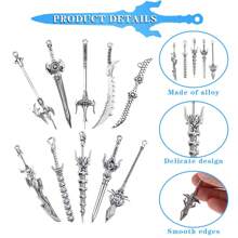 5/10/20 Pcs Estilos Mistos Espadas Faca Encantos Tema Ocidental Encantos de Guerra Longos Marcadores Pingentes Para Fazer Joias - Prata antiga - Ver 4
