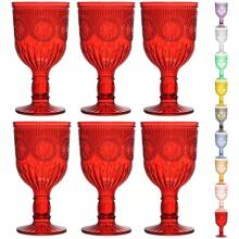 2pcs Reusable Plastic 12oz Colored Wine Glasses With Unique Floral Embossed Pattern, Crack-Resistant, Suitable For Weddings, Parties, Bars, And Water Drinking
