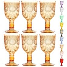 2pcs Reusable Plastic 12oz Colored Wine Glasses With Unique Floral Embossed Pattern, Crack-Resistant, Suitable For Weddings, Parties, Bars, And Water Drinking