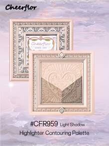 CHEERFLOR 哑光粉末高光轮廓调色板，带磁性旋转盖，轻盈、光滑、质地柔软，瘦脸鼻，自然渐变，古铜色轮廓和高光一体式调色板 - CFR959 - 查看 5