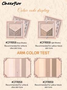 CHEERFLOR 哑光粉末高光轮廓调色板，带磁性旋转盖，轻盈、光滑、质地柔软，瘦脸鼻，自然渐变，古铜色轮廓和高光一体式调色板 - CFR959 - 查看 6