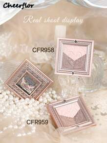 CHEERFLOR 哑光粉末高光轮廓调色板，带磁性旋转盖，轻盈、光滑、质地柔软，瘦脸鼻，自然渐变，古铜色轮廓和高光一体式调色板 - CFR959 - 查看 7