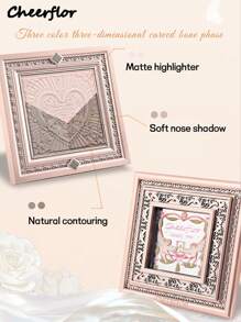 CHEERFLOR 哑光粉末高光轮廓调色板，带磁性旋转盖，轻盈、光滑、质地柔软，瘦脸鼻，自然渐变，古铜色轮廓和高光一体式调色板 - CFR959 - 查看 10