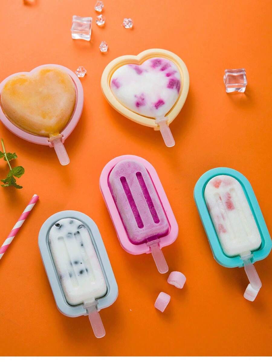 冰棒模具套装 - 硅胶模具，可堆叠冰淇淋模具，带盖和可重复使用的棍棒 - 多色 - 查看 1