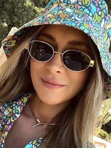 Cabecade 复古椭圆形时尚眼镜 女式 男式 小号金属框时尚眼镜 女士时尚眼镜 女士沙滩配饰 眼镜墨镜 女士沙滩配饰 眼镜墨镜 - 彩色 - 查看 4