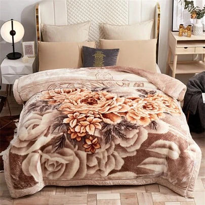 1pc Double Layer Thick Winter Warm Blanket, Fluffy Plush Thickened Bed Cover For Winter