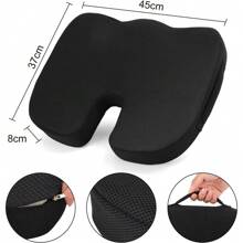 Seat Cushion For Office Chair Memory Foam Coccyx Pain Relief Cushion Pillow Back Support Non-Slip Seat Pad For Office Desk Gamming Chair Wheelchair Car Seat Tailbone Pain - Black - View 4