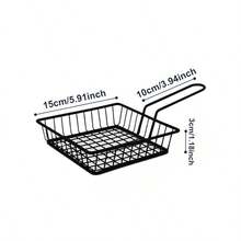 1pc Stainless Steel Mini Deep Fry Basket + 100pcs Oil Absorbing Paper, Great For Cooking French Fries And Storing Kitchen Supplies - Multicolor - View 8