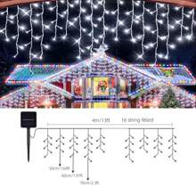 1 件太阳能冰柱灯串，圣诞装饰清仓，装饰童话氛围灯，8 种模式 4 米/13 英尺 96 个 LED，室内墙壁楼梯户外门廊屋顶露台装饰吊灯，圣诞节万圣节新年装饰，圣诞装饰户外圣诞灯卧室装饰家居装饰派对装饰节日圣诞礼物感恩节圣诞树装饰饰品 - 冷白 - 查看 3