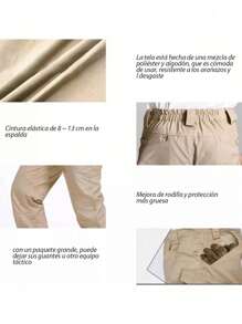 Pantalones tácticos con diseño de múltiples bolsillos, funcionalidad y estilo combinados para adaptarse a cualquier entorno - Caqui - Ver 7