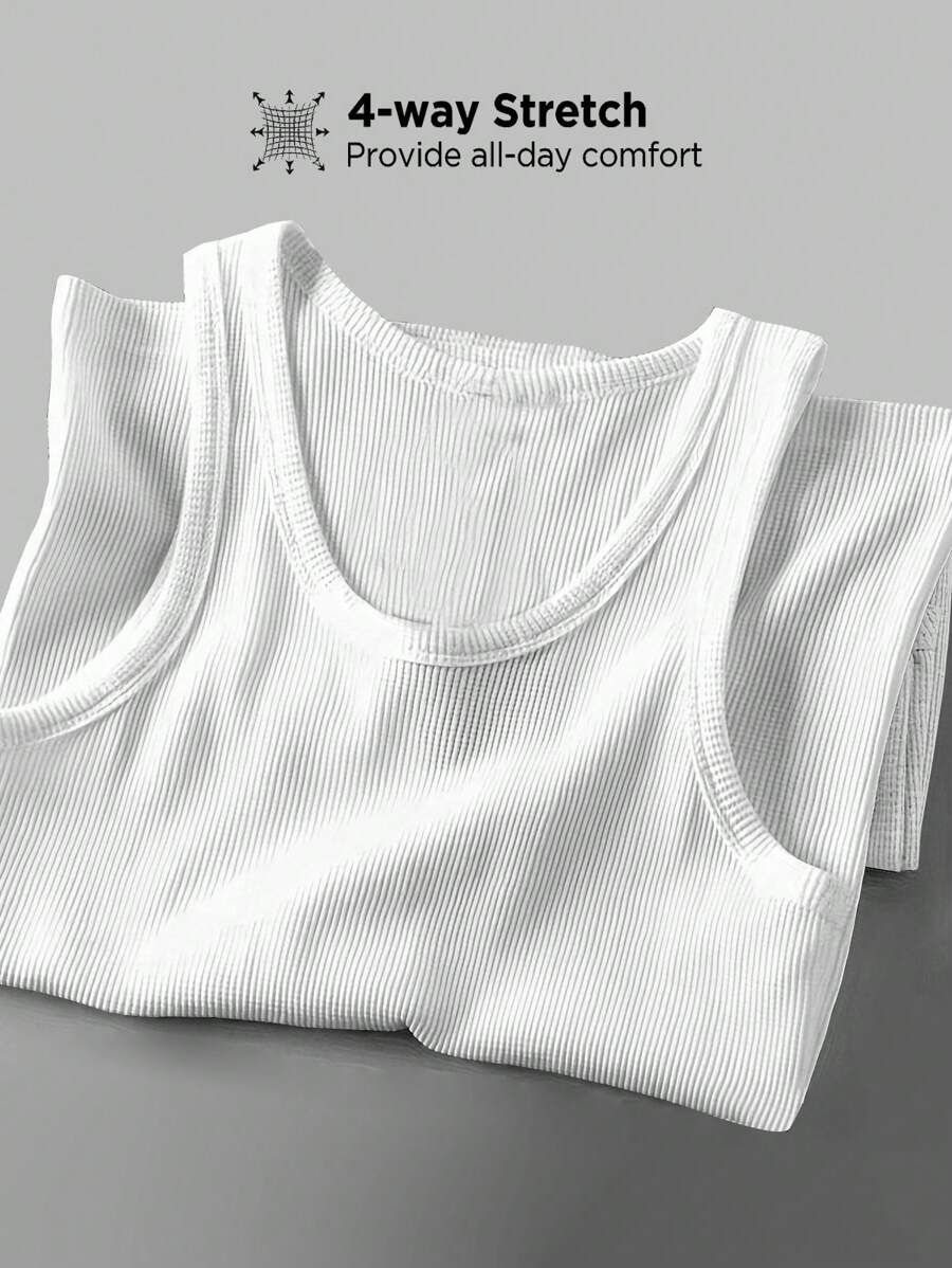 Regata Slim Fit Essencial de Verão - Camisa Masculina Esportiva Sem Mangas Estilo Boyfriend, Gola Redonda, Adequada para Atividades ao Ar Livre - Roupa Respirável, Absorvente de Umidade e de Secagem Rápida para Clima Quente