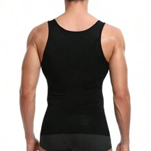 Slimming Mens Tummy Control Shapewear Vest Tank Top Belly Boobs Abdomen Compression Muscle Shirts Body Shaper Underwear Undershirts Training Sports Gym Workout Fitness - 黑色 - 查看 8
