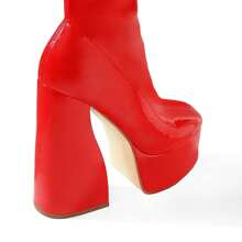 Stretchy Chunky Heel Booties Alpine-2 Liliana - 紅色 - 查看 5