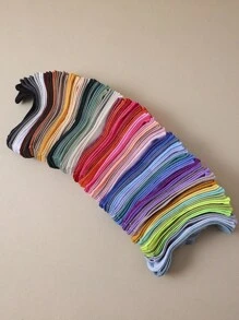 10 Pairs Of Random Solid Color Socks Assorted Colorful Mid-Calf Socks For Children's, Moisture-Wicking & Breathable, Versatile Tall Kids Socks - Multicolor - View 5